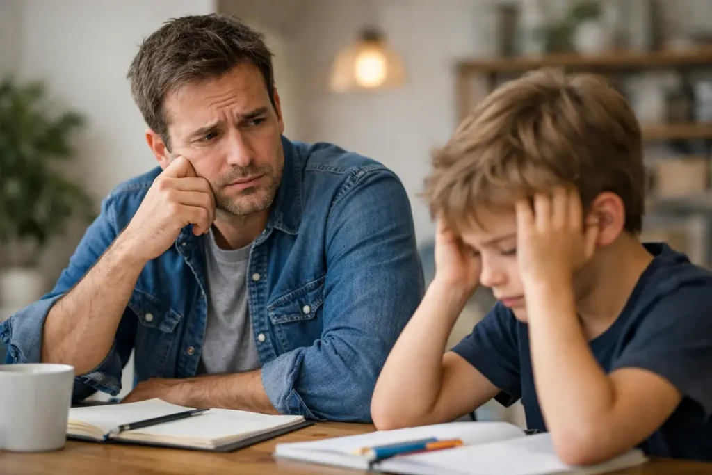 γονέας αναρωτιέται αν και γιατί έχεις άγχος το παιδί.