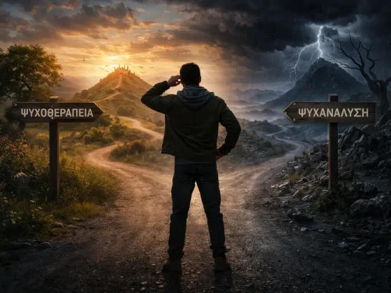 άτομο αναρωτιέται να κάνει ψυχοθεραπεία ή ψυχανάλυση.