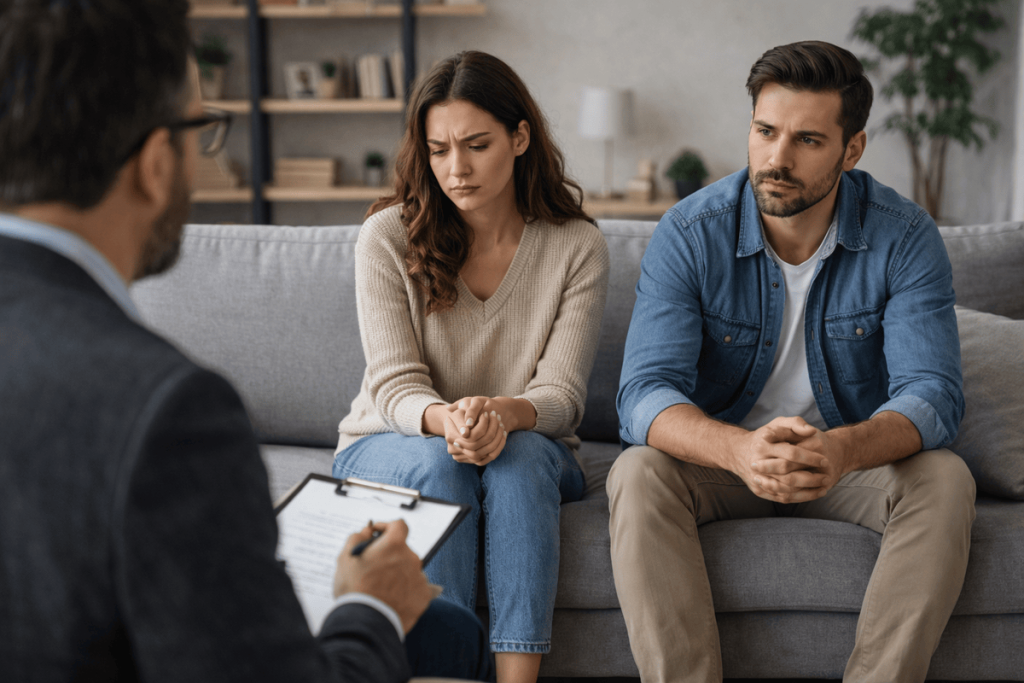 ζευγάρι κάνει ψυχοθεραπεία ζεύγους.