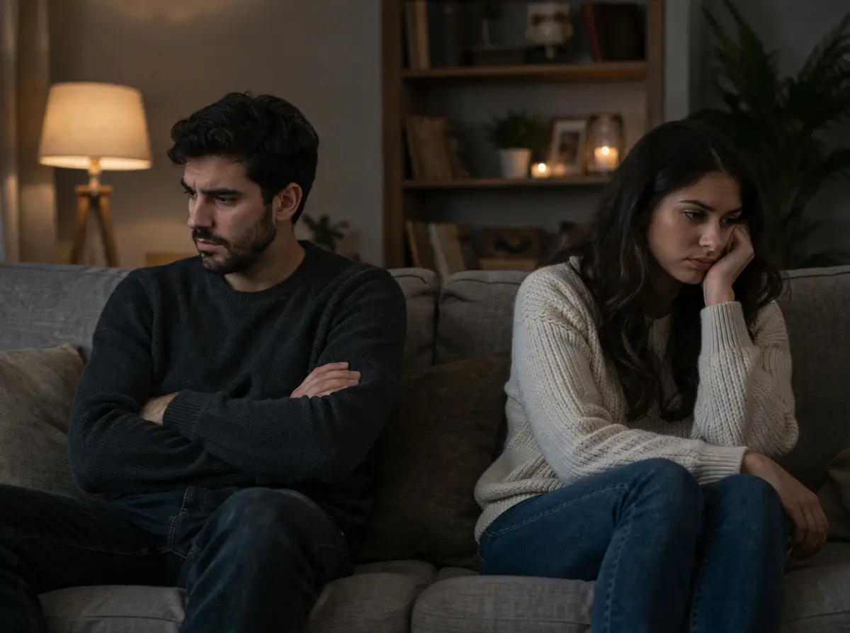 ζευγάρι σε απόσταση - σκέφτεται τη ψυχοθεραπεία ζεύγους.