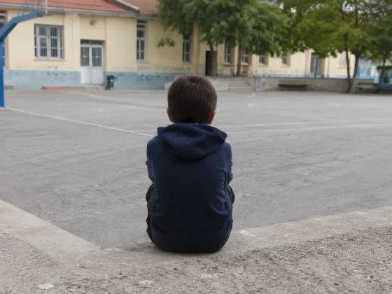 τι είναι bullying - παιδί μόνο του σε σχολικό προαύλιο.